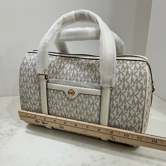 Michael Kors Cream Monogram Satchel - Picture 15 of 16